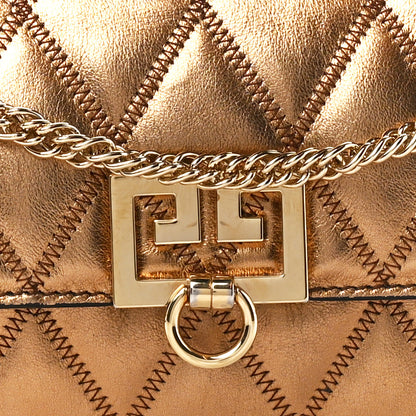 Givenchy Metallic Goatskin Quilted GV3 Mini Pocket Convertible Bag Gold 9 of 12