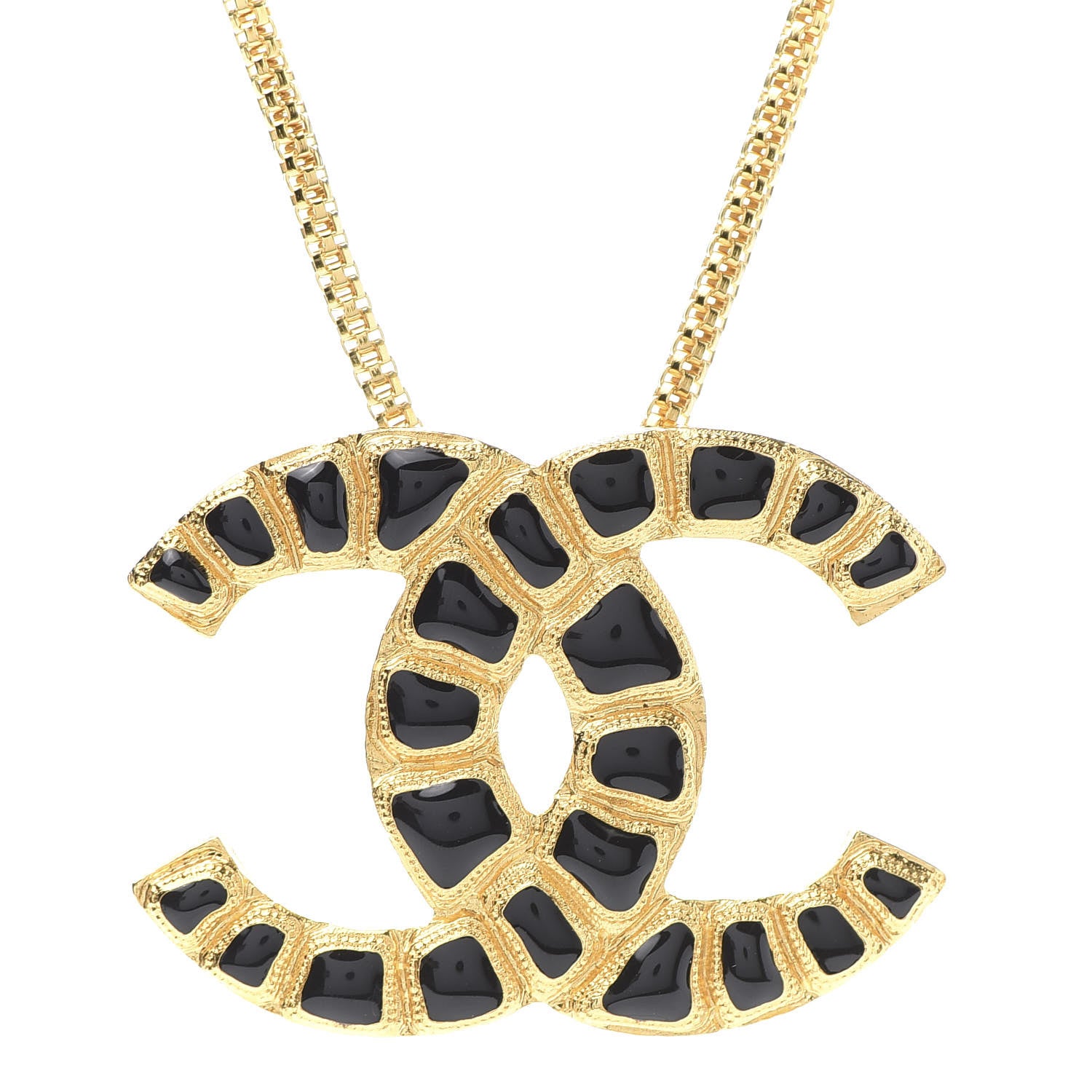 Chanel Resin Along The Nile CC Pendant Necklace Gold Black 4 of 6