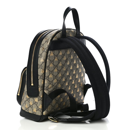 Gucci GG Supreme Monogram Bees Print Small Day Backpack Beige Oro Black 3 of 15