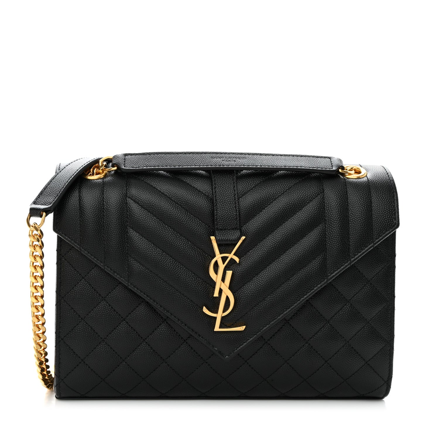 Grain De Poudre Textured Mixed Matelasse Triquilt Medium Monogram Satchel Black