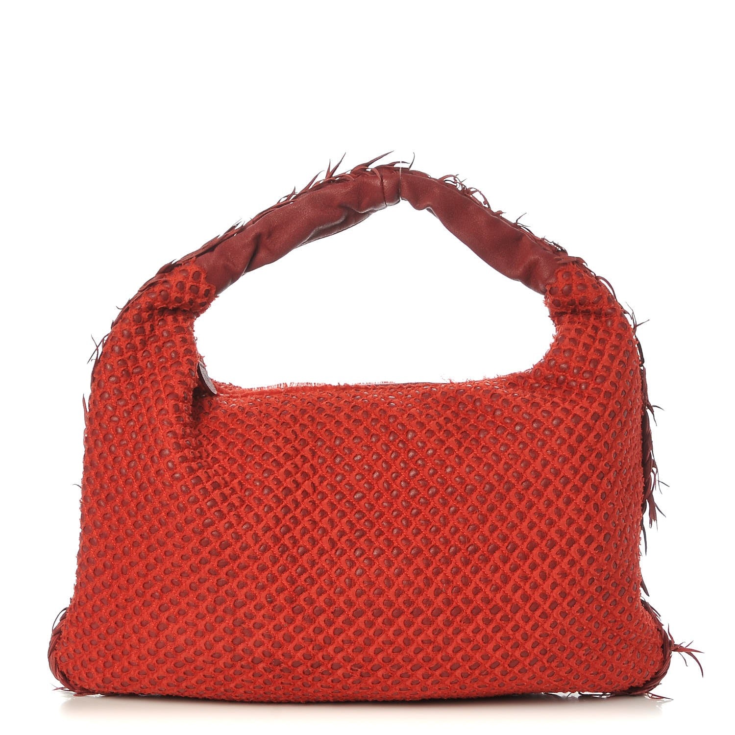 Bottega Veneta Nappa Silk Mini Ponza Devore Fuzzy Hobo Blood 1 of 10