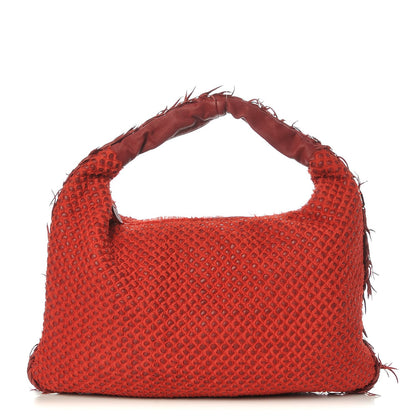 Bottega Veneta Nappa Silk Mini Ponza Devore Fuzzy Hobo Blood 1 of 10
