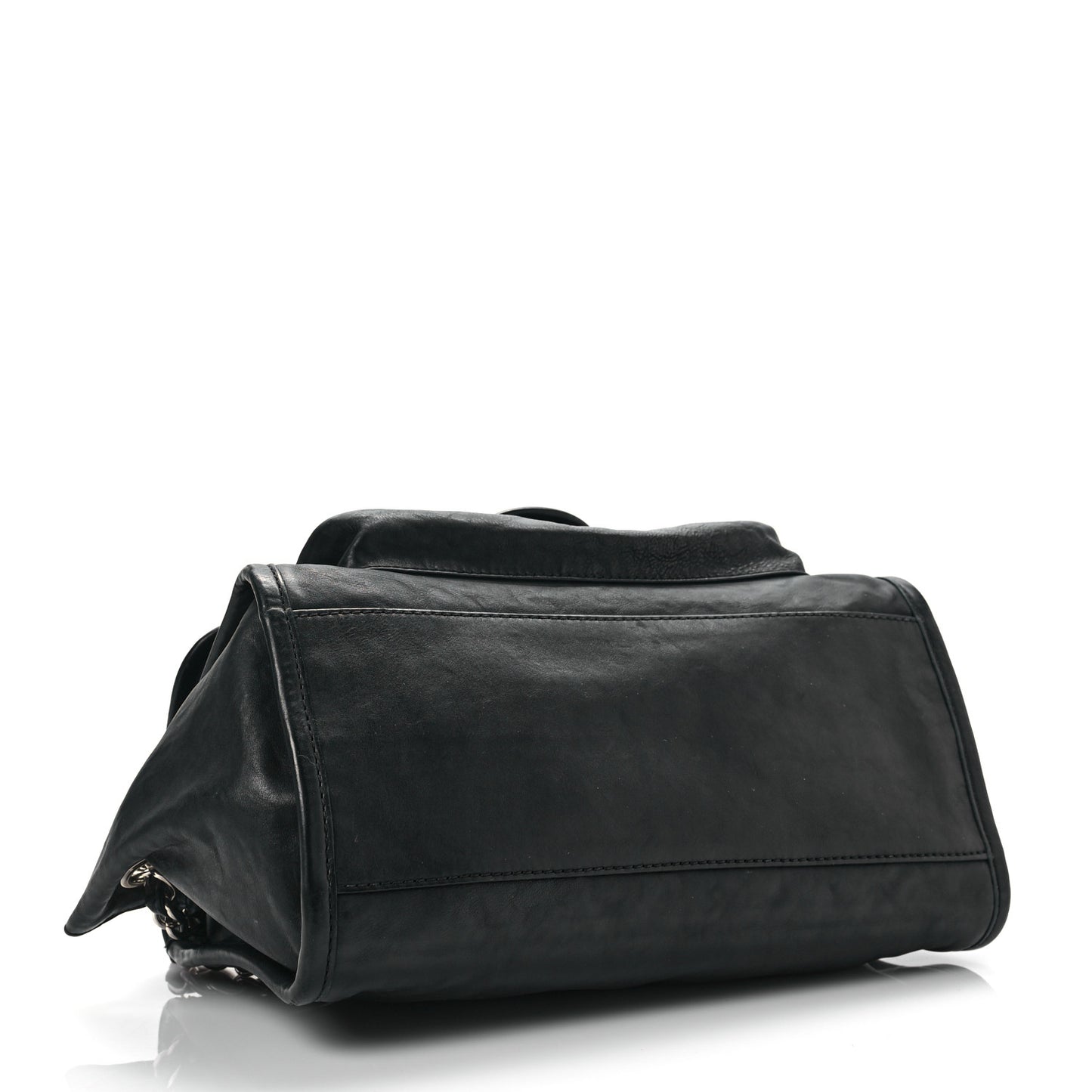 Washed Lambskin Accordion Flap Black