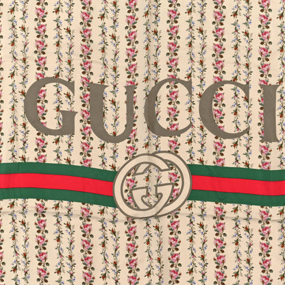 Gucci Silk Twill Gucci Rose Series Square Scarf Ivory Black 2 of 3