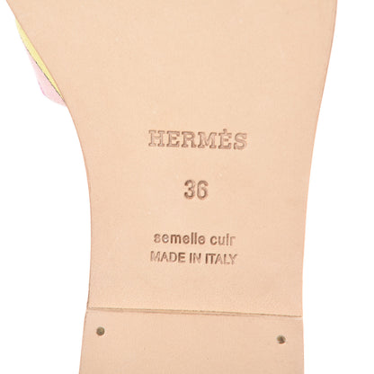 Hermes Canvas Faubourg Rainbow Oran Sandals 36 Multicolore Bleu Beton 7 of 9