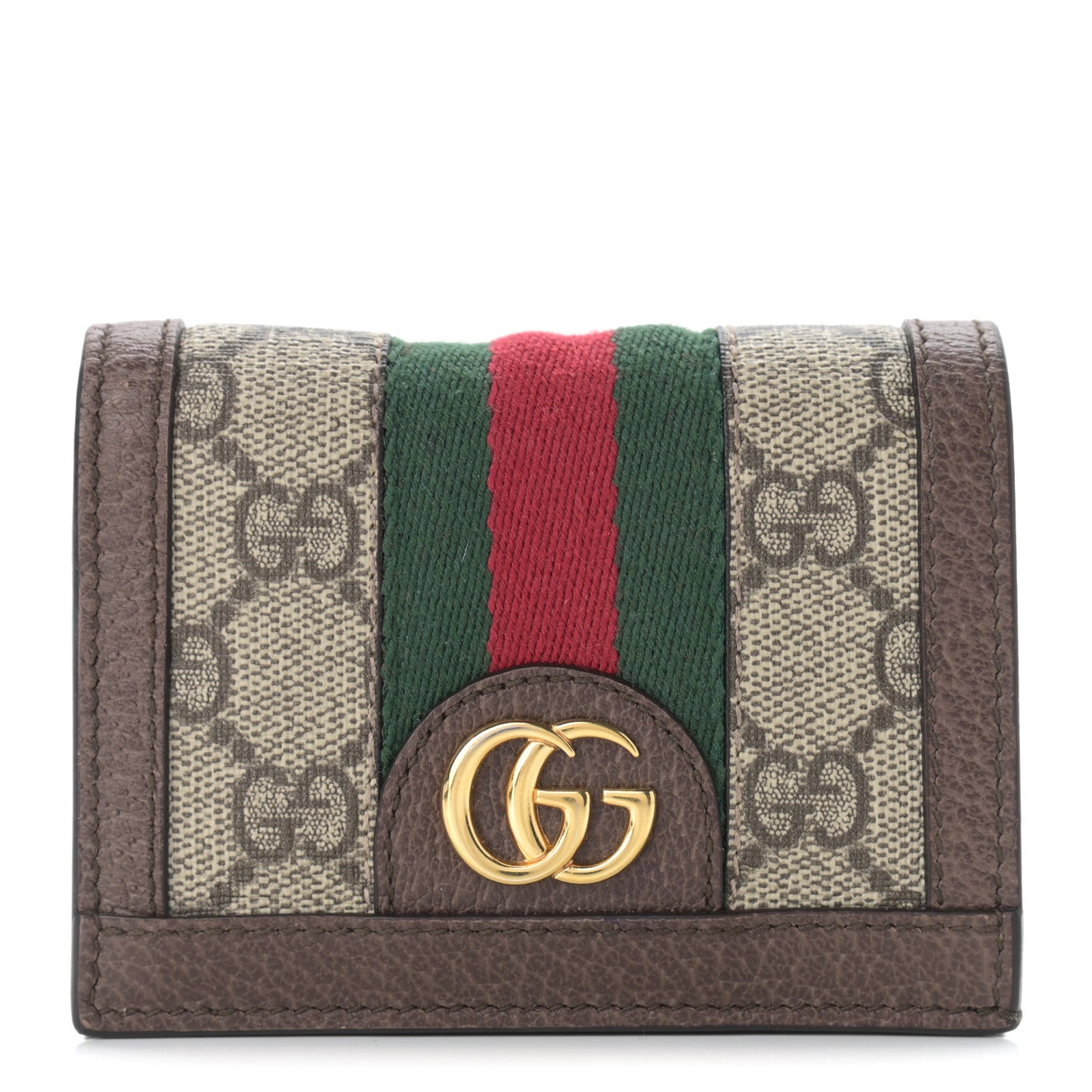 GG Supreme Monogram Web Ophidia Card Case Beige New Acero