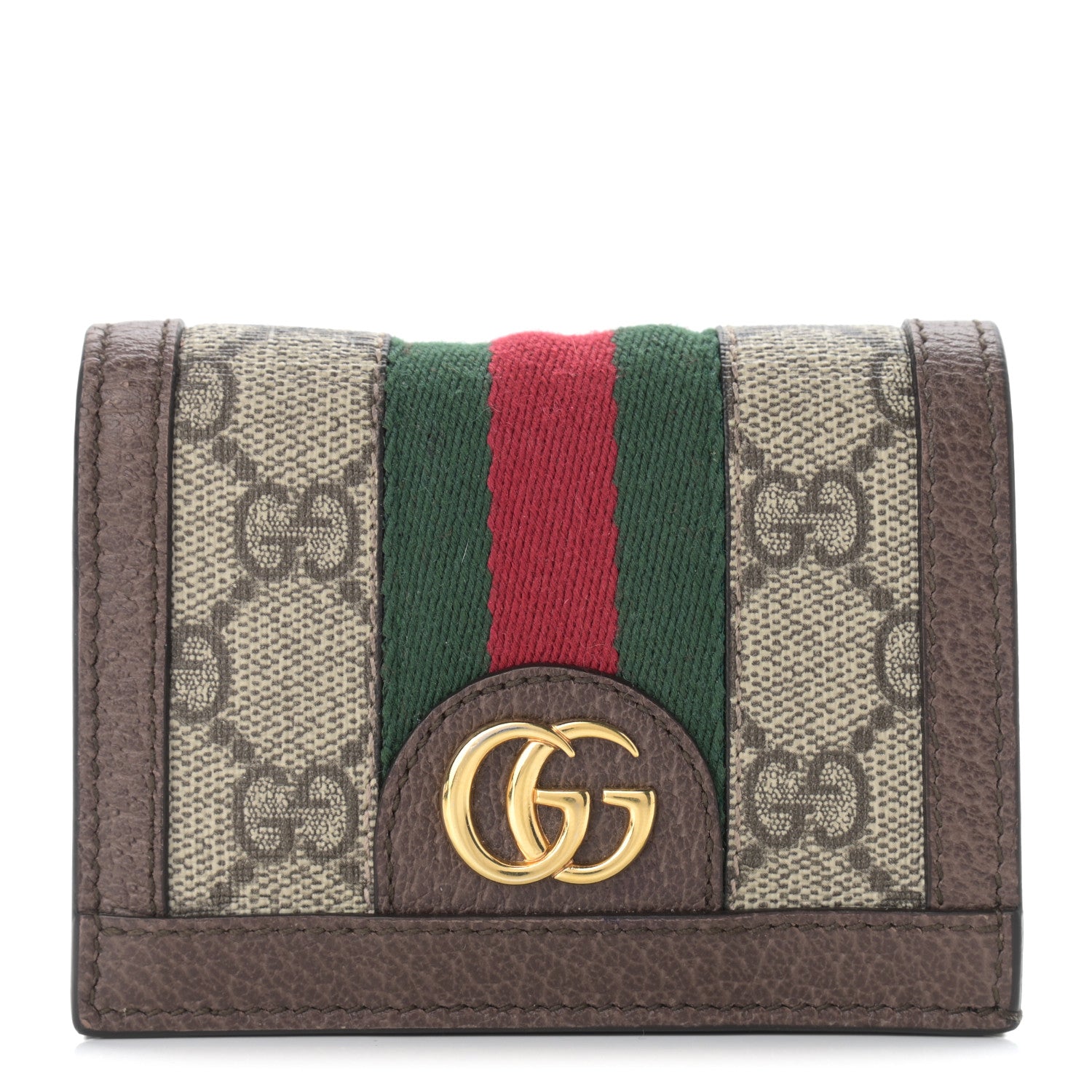 Gucci GG Supreme Monogram Web Ophidia Card Case Beige New Acero 1 of 8