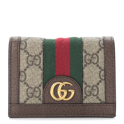 Gucci GG Supreme Monogram Web Ophidia Card Case Beige New Acero 1 of 8