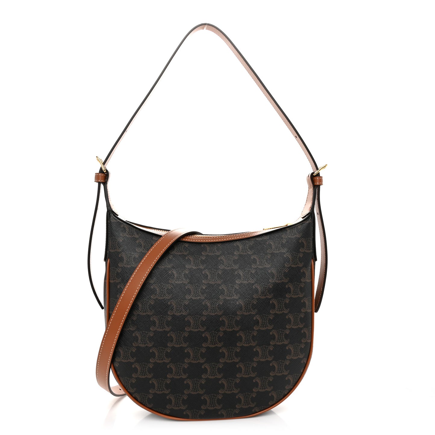Calfskin Triomphe Canvas Small Heloise Shoulder Bag Tan