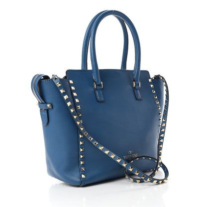 Valentino Garavani Vitello Rockstud Double Handle Tote Peacock 4 of 11