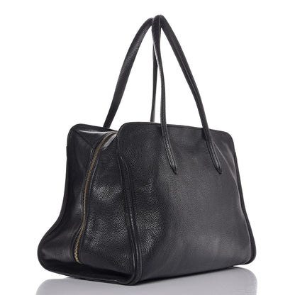 Alexander McQueen Pebbled Calfskin Large Skull Padlock Zip Around Tote Black 3 of 19