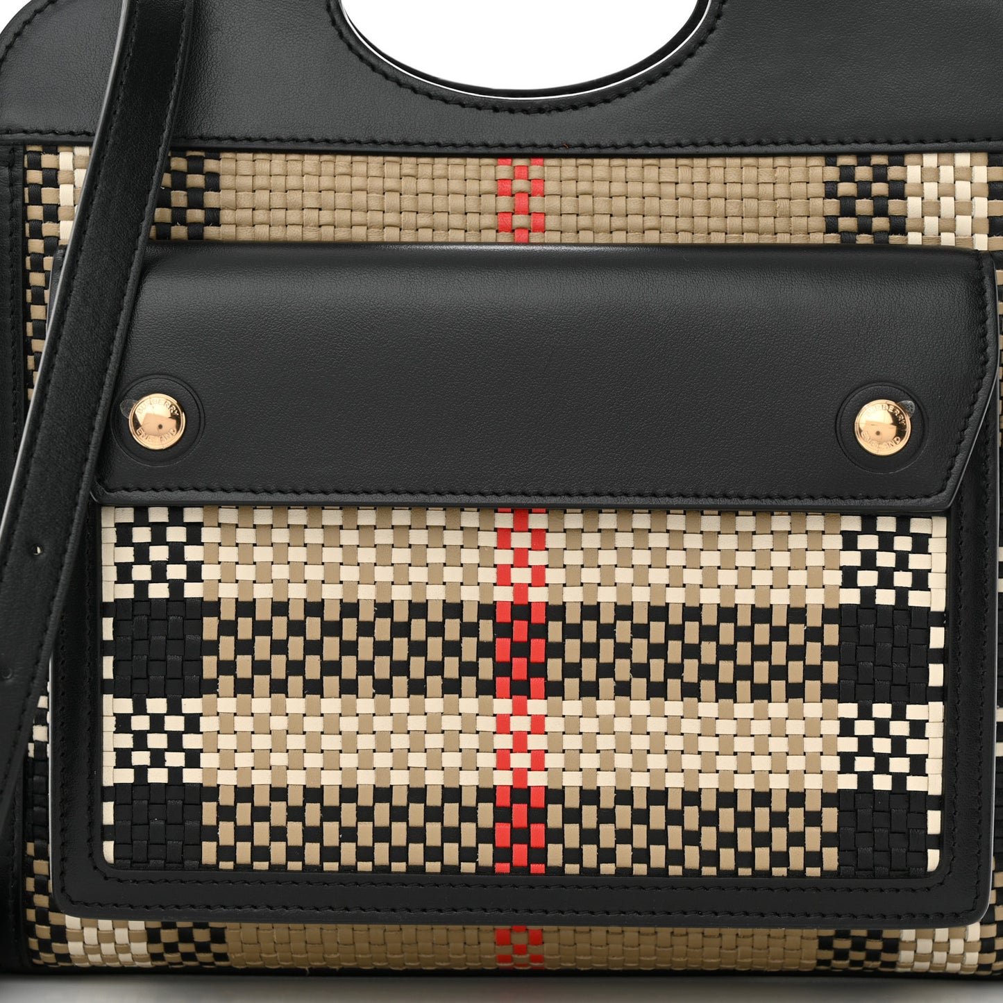 Calfskin Check Mini Pocket Bag Black