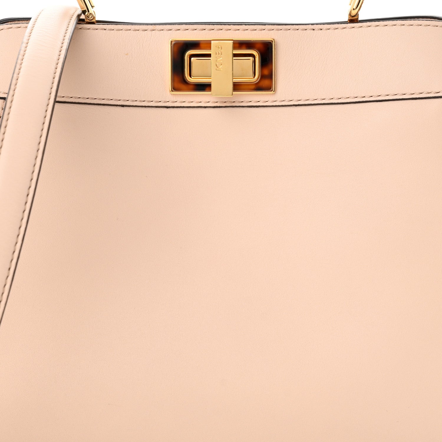 Fendi Vitello Seta Shiny Nappa Plexiglass Small Peekaboo I SEE U Satchel Poudre 7 of 10