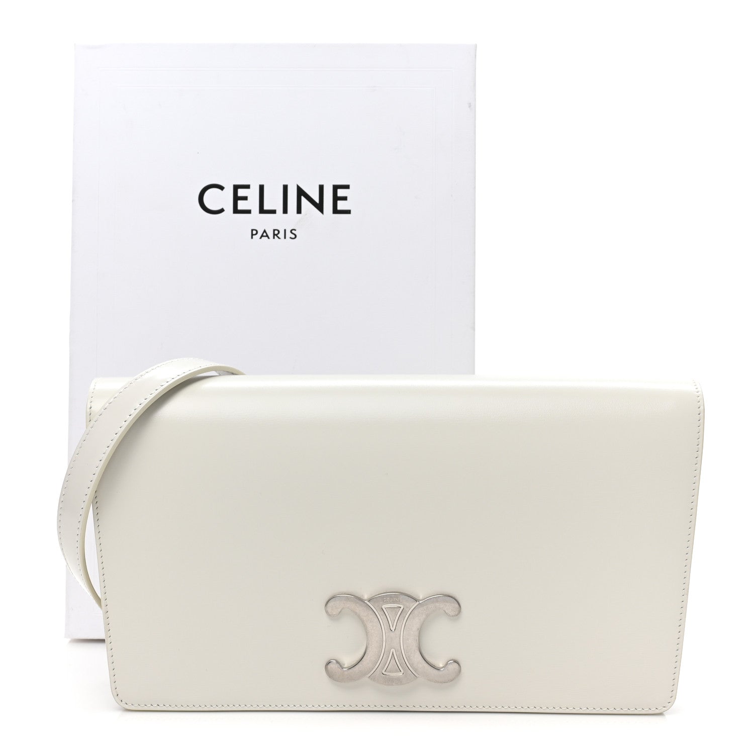 Celine Shiny Calfskin Trapeze Triomphe Bag White 16 of 16