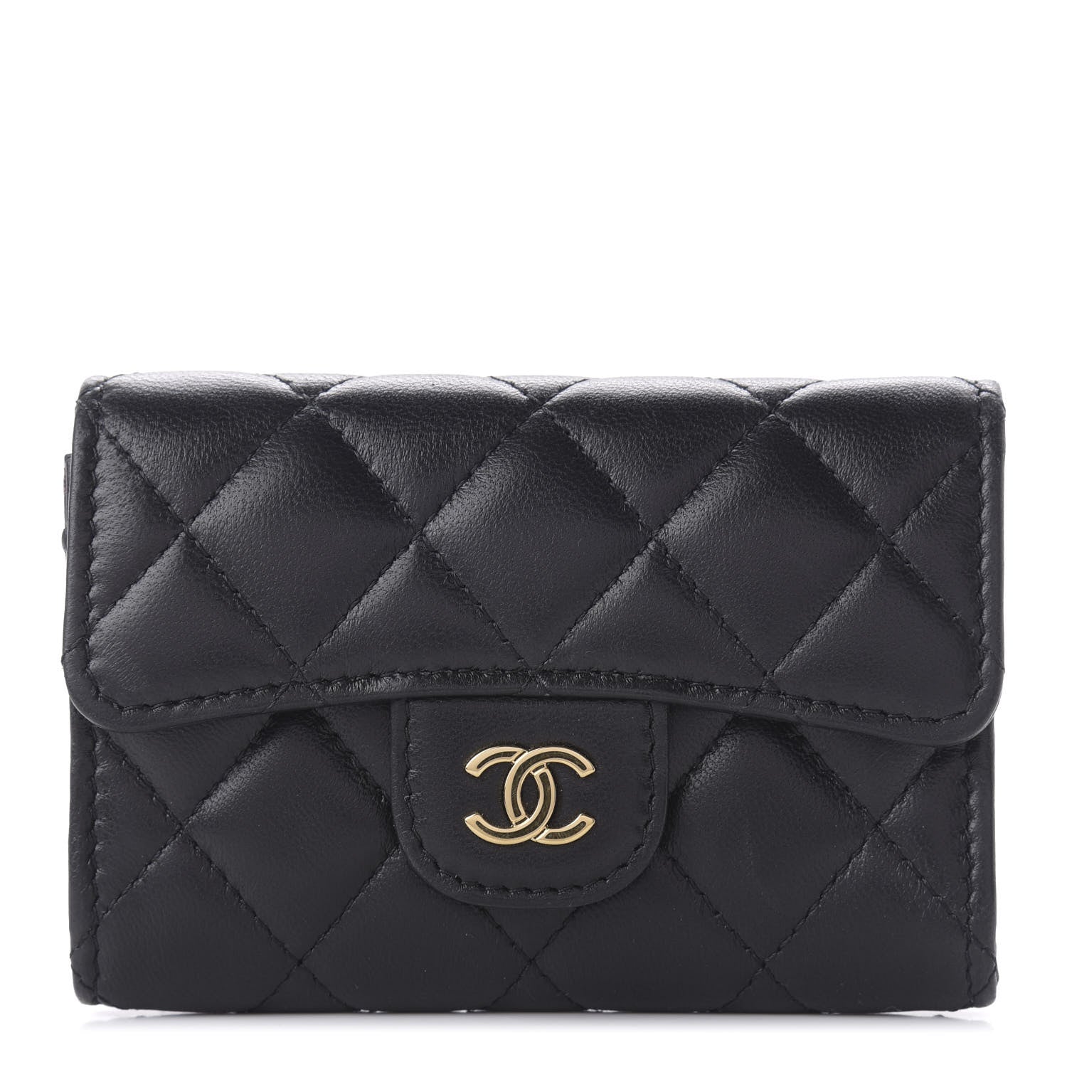 Chanel Lambskin Quilted Flap Card Holder Black 1 of 11