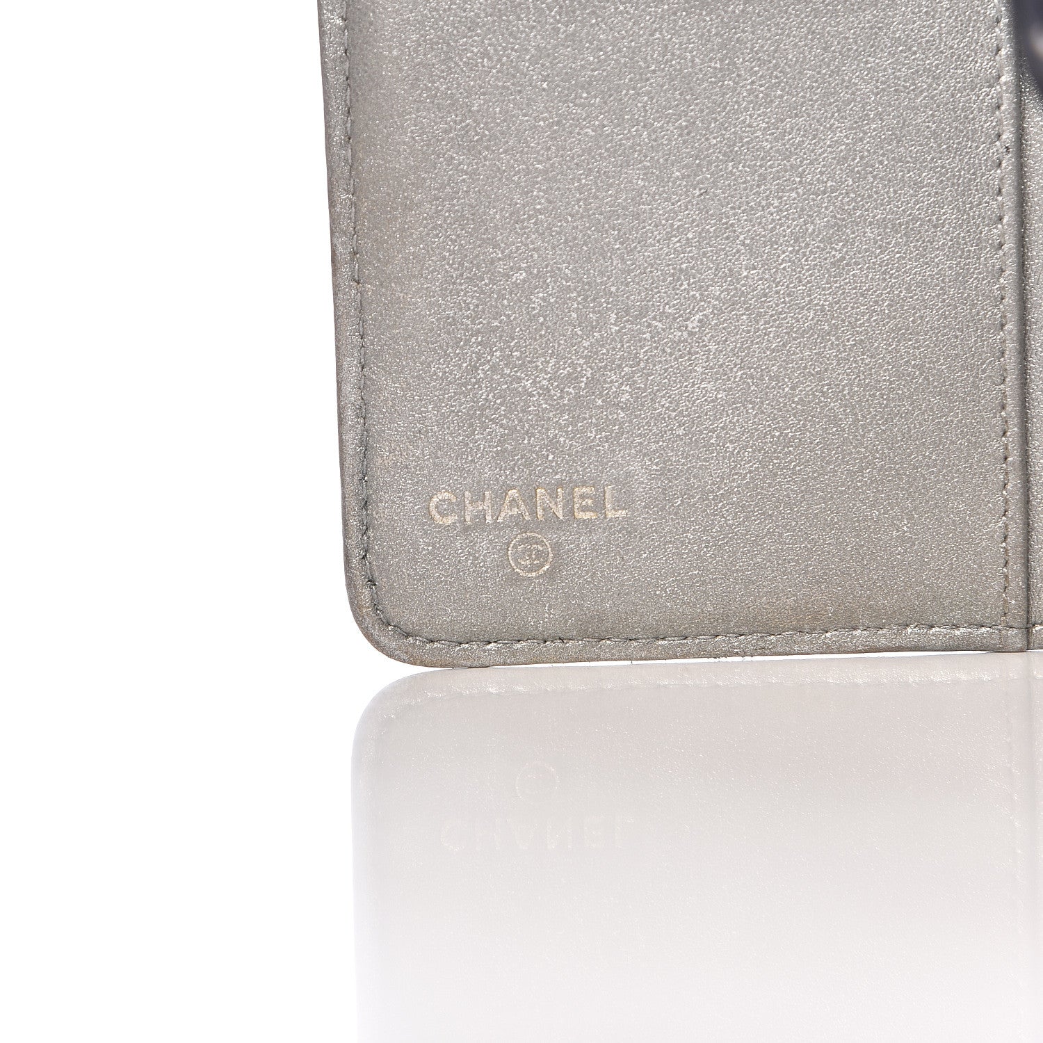 Chanel Lambskin Camellia Embossed Zipped Pocket Wallet Black 6 of 15