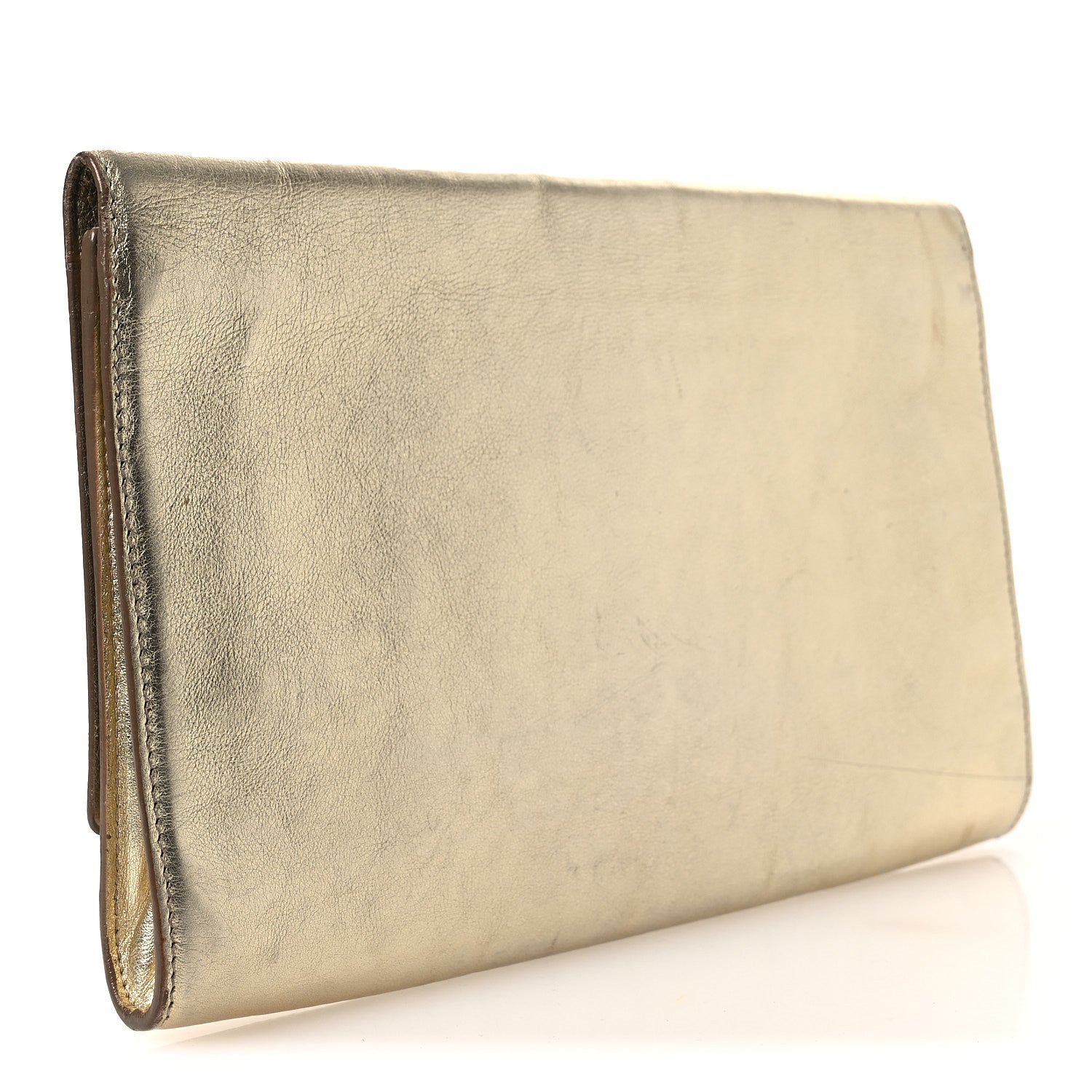 Saint Laurent Metallic Calfskin Monogram Large Belle De Jour Clutch Gold 3 of 10