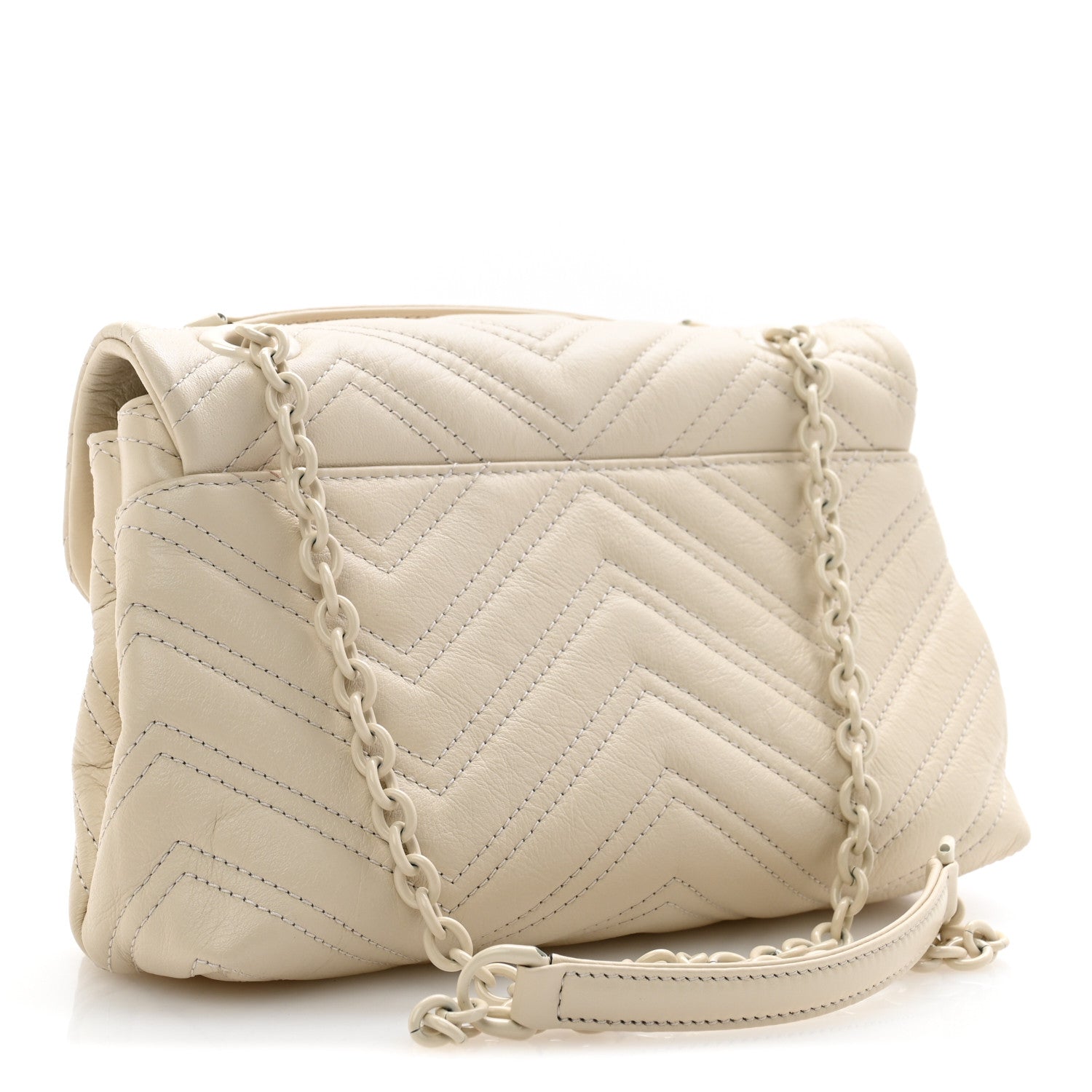 Gucci Soft Calfskin Matelasse Monochrome Small GG Marmont Shoulder Bag Ivory 3 of 11