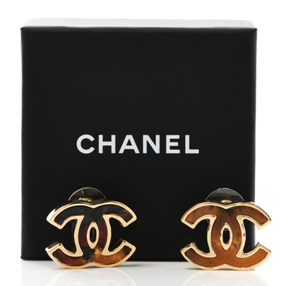 Chanel Enamel CC Earrings Gold Orange Black Red 6 of 6