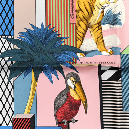 Hermes Silk Grand Theatre Nouveau Scarf 90 Bleu Vieux Rose Vert 3 of 6