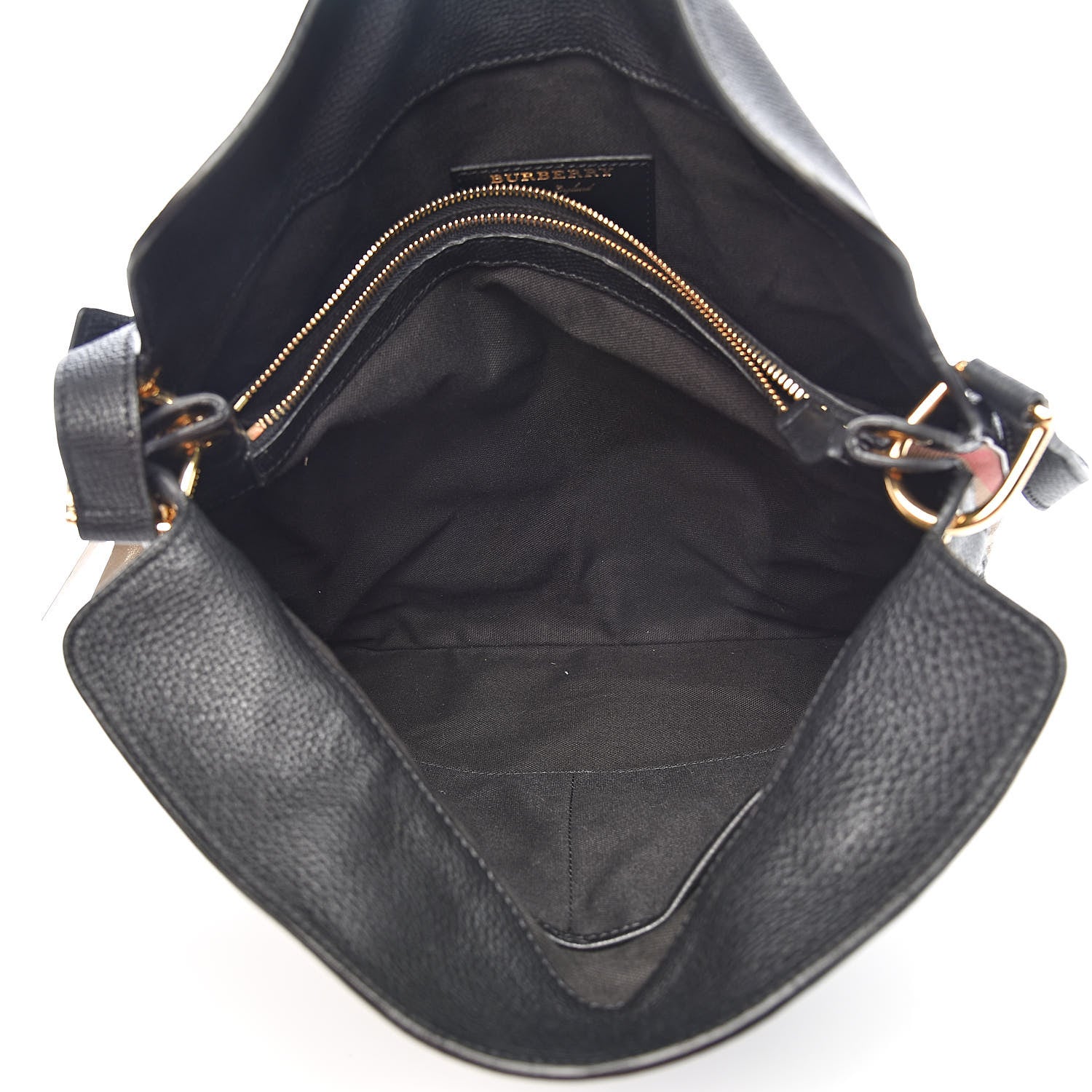 Burberry Derby Calfskin House Check Cornwall Hobo Black 5 of 12