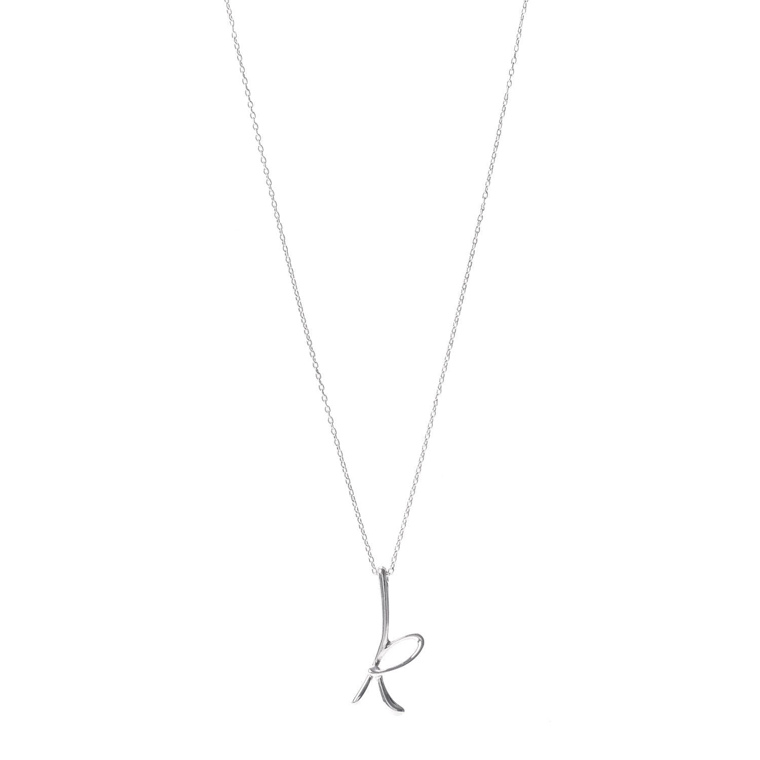 Tiffany Sterling Silver Elsa Peretti Letter K Pendant Necklace 1 of 4