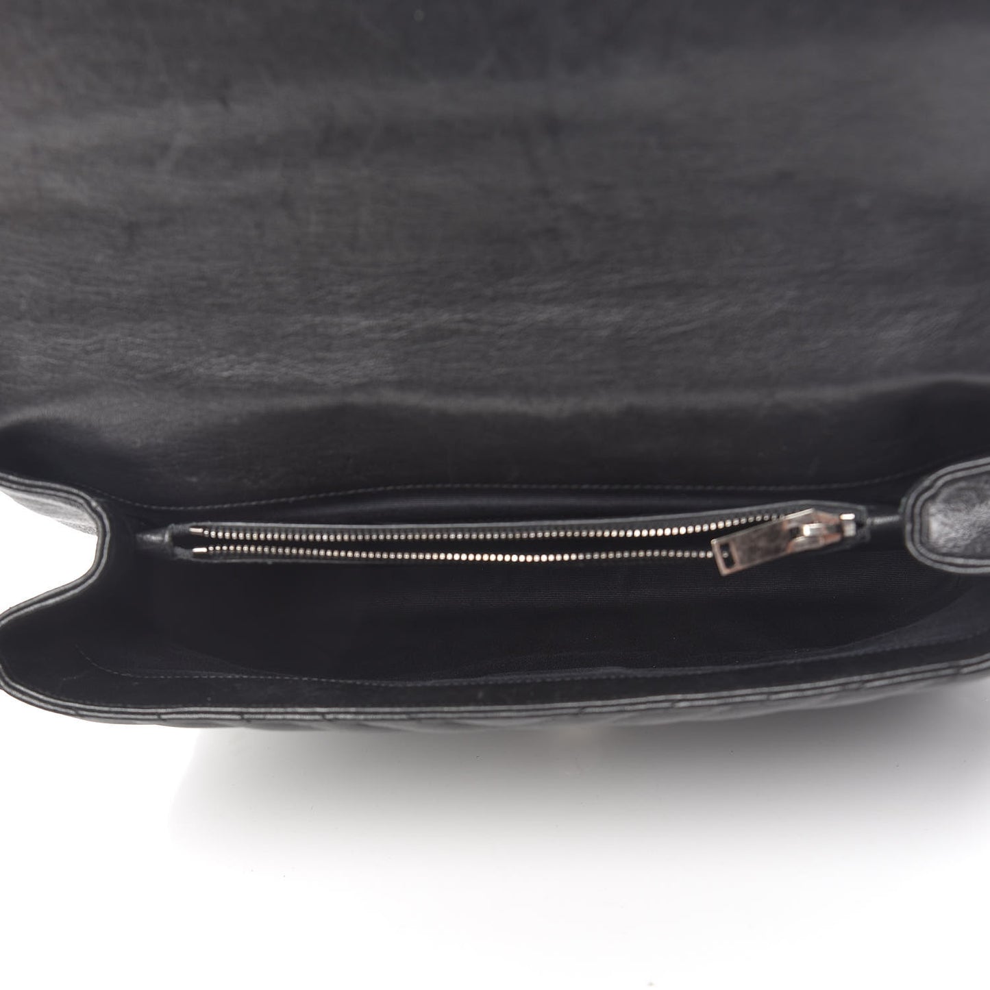 Sheepskin Matelasse Chevron Monogram Large College Satchel Black