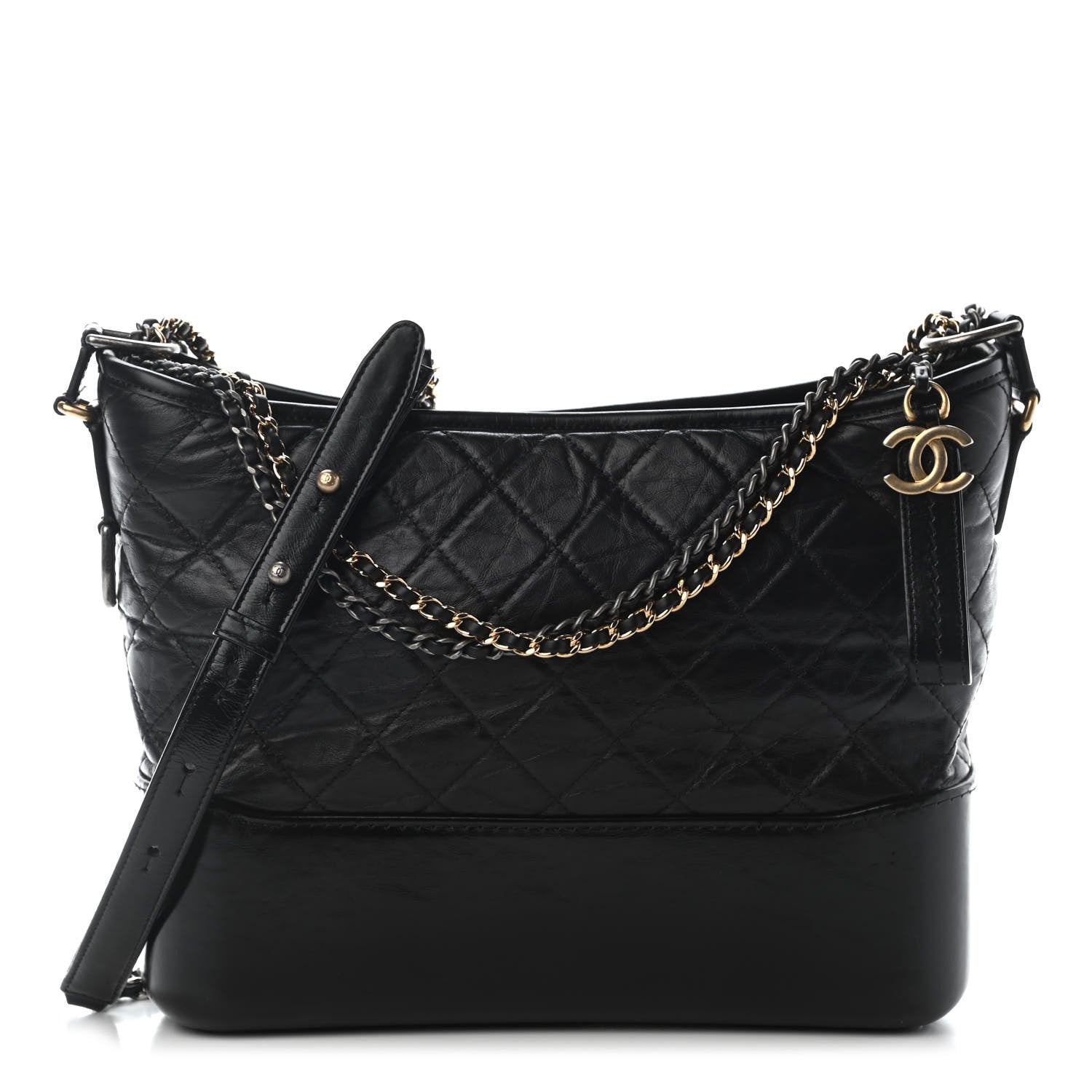 Chanel Aged Calfskin Quilted Medium Gabrielle Hobo Black 1 of 9