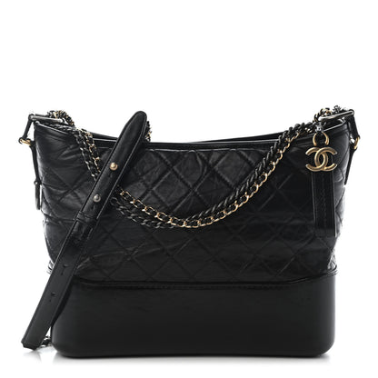Chanel Aged Calfskin Quilted Medium Gabrielle Hobo Black 1 of 9