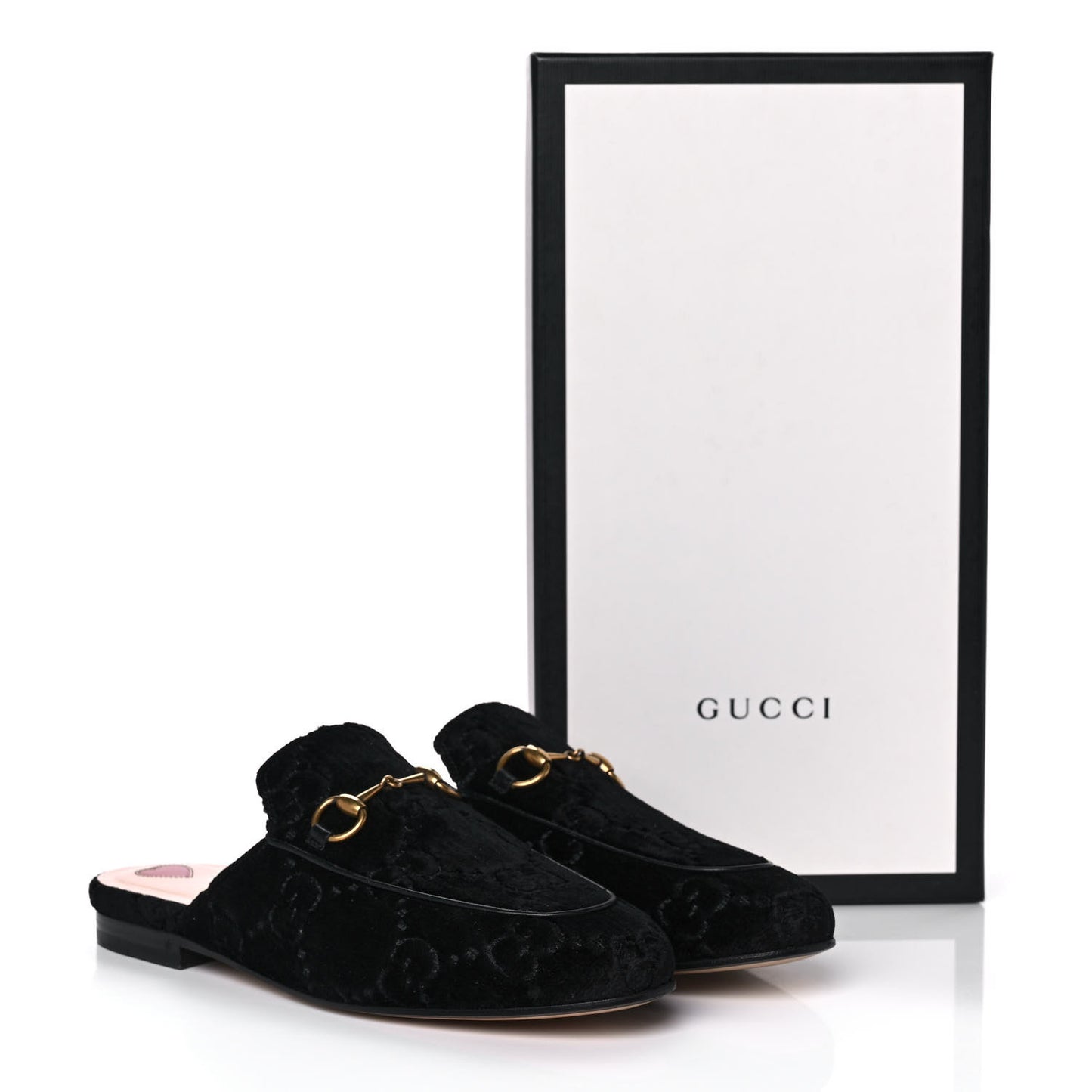 Velvet GG Monogram Womens Princetown Slippers 37 Black