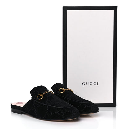 Gucci Velvet GG Monogram Womens Princetown Slippers 37 Black 9 of 9