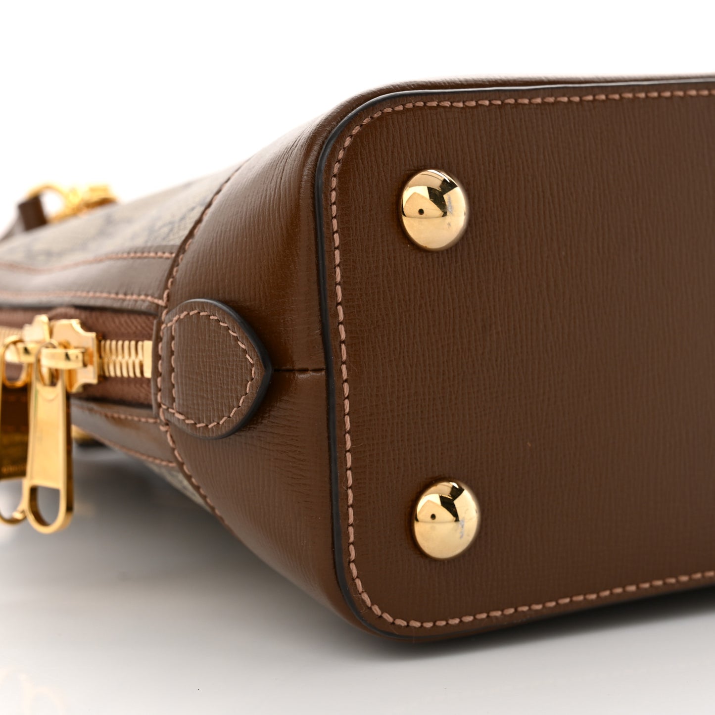 GG Supreme Monogram Azalea Calfskin Boutique Horsebit 1955 Top Handle Bag Beige Ebony Brown Sugar