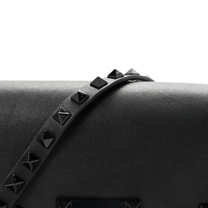 Valentino Garavani Vitello Monochrome Medium Rockstud Flip Lock Crossbody Bag Black 7 of 9