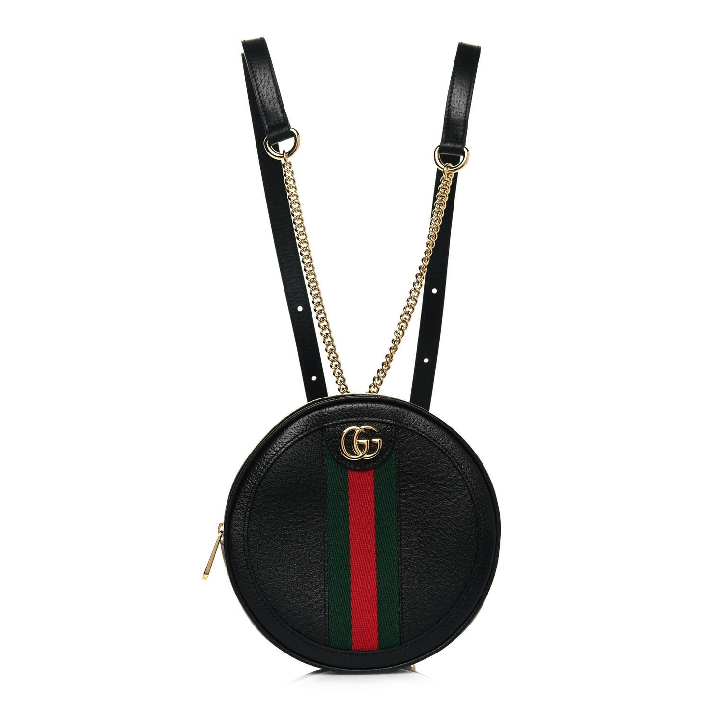 Grained Calfskin Web Mini Ophidia Round Backpack Black