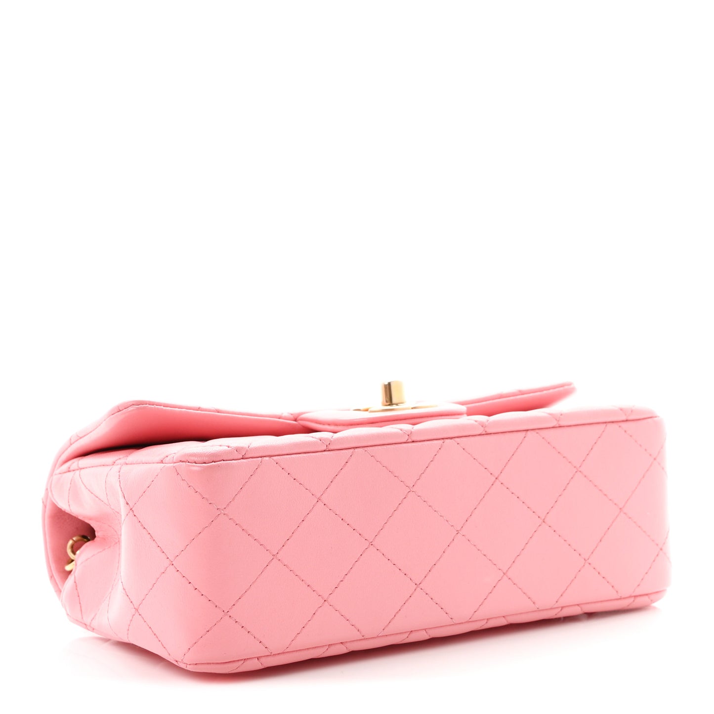 Lambskin Quilted Mini Rectangular Flap Pink
