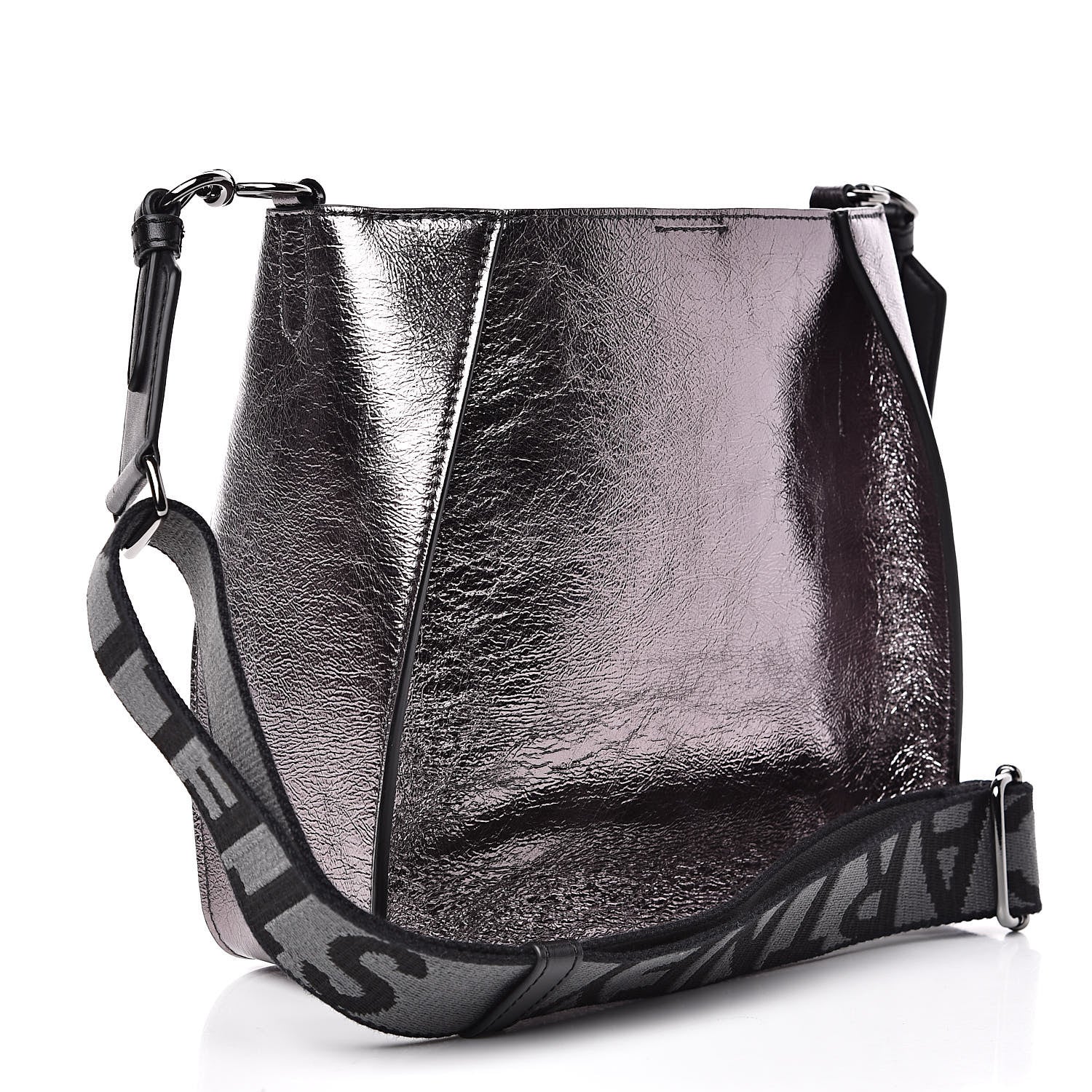 Stella McCartney Metallic Eco Alter Nappa Perforated Logo Mini Crossbody Silver 3 of 8