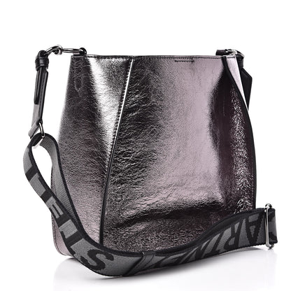 Stella McCartney Metallic Eco Alter Nappa Perforated Logo Mini Crossbody Silver 3 of 8