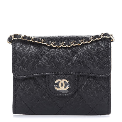 Chanel Caviar Quilted Flap Card Holder On Chain Black 1 of 6