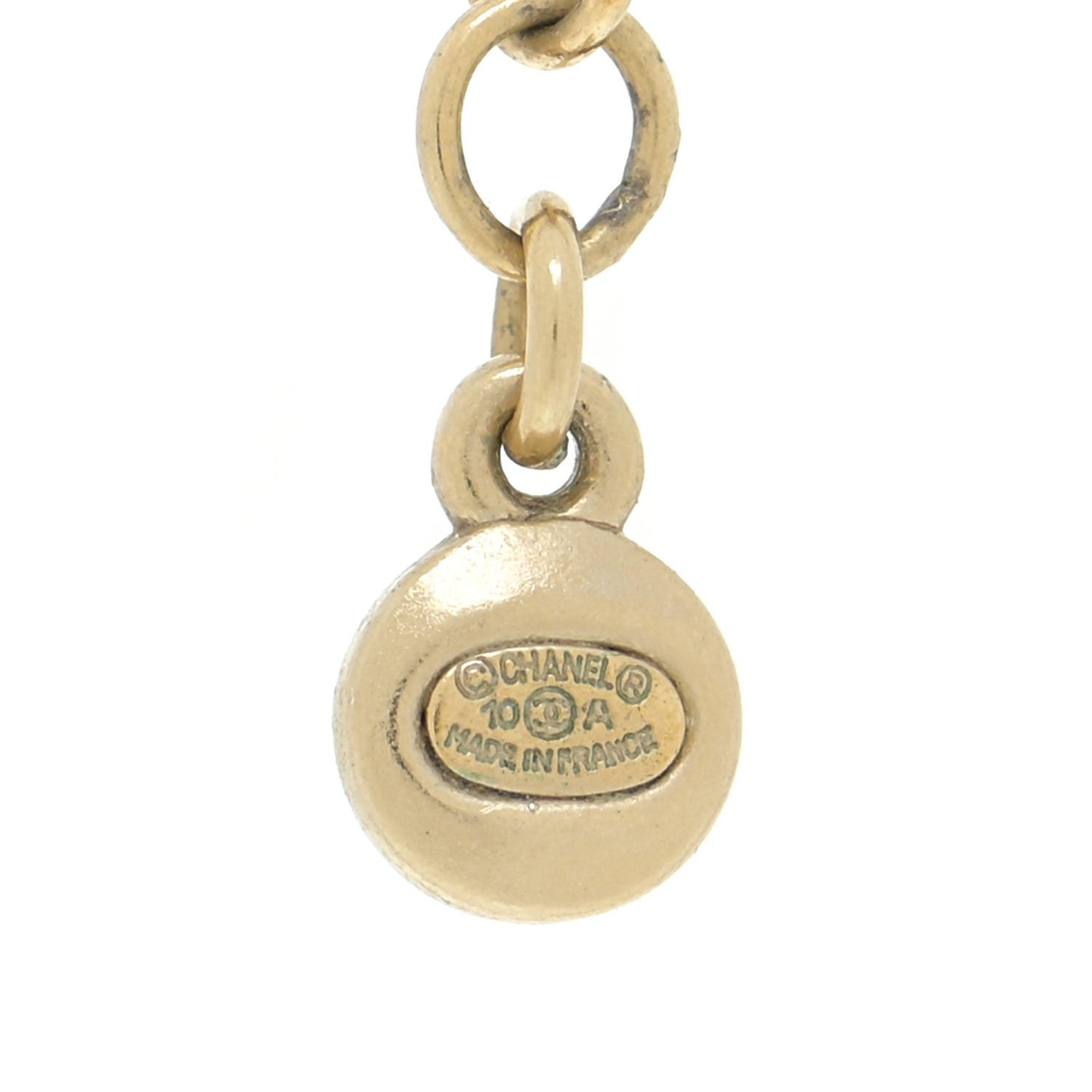 Crystal Pearl CC Bow Long Necklace Light Gold