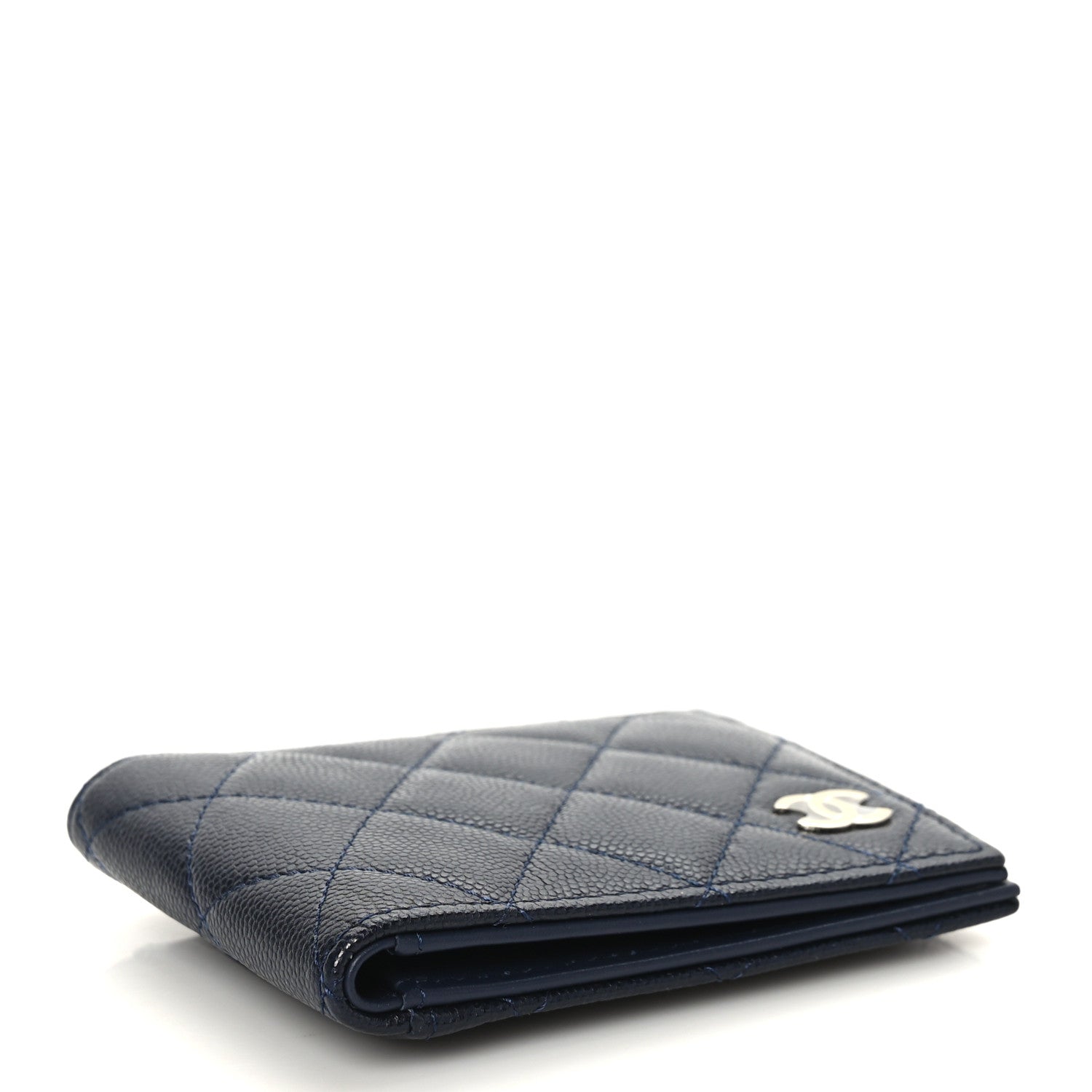 Chanel Caviar Quilted Bi-Fold Wallet Dark Blue 4 of 7