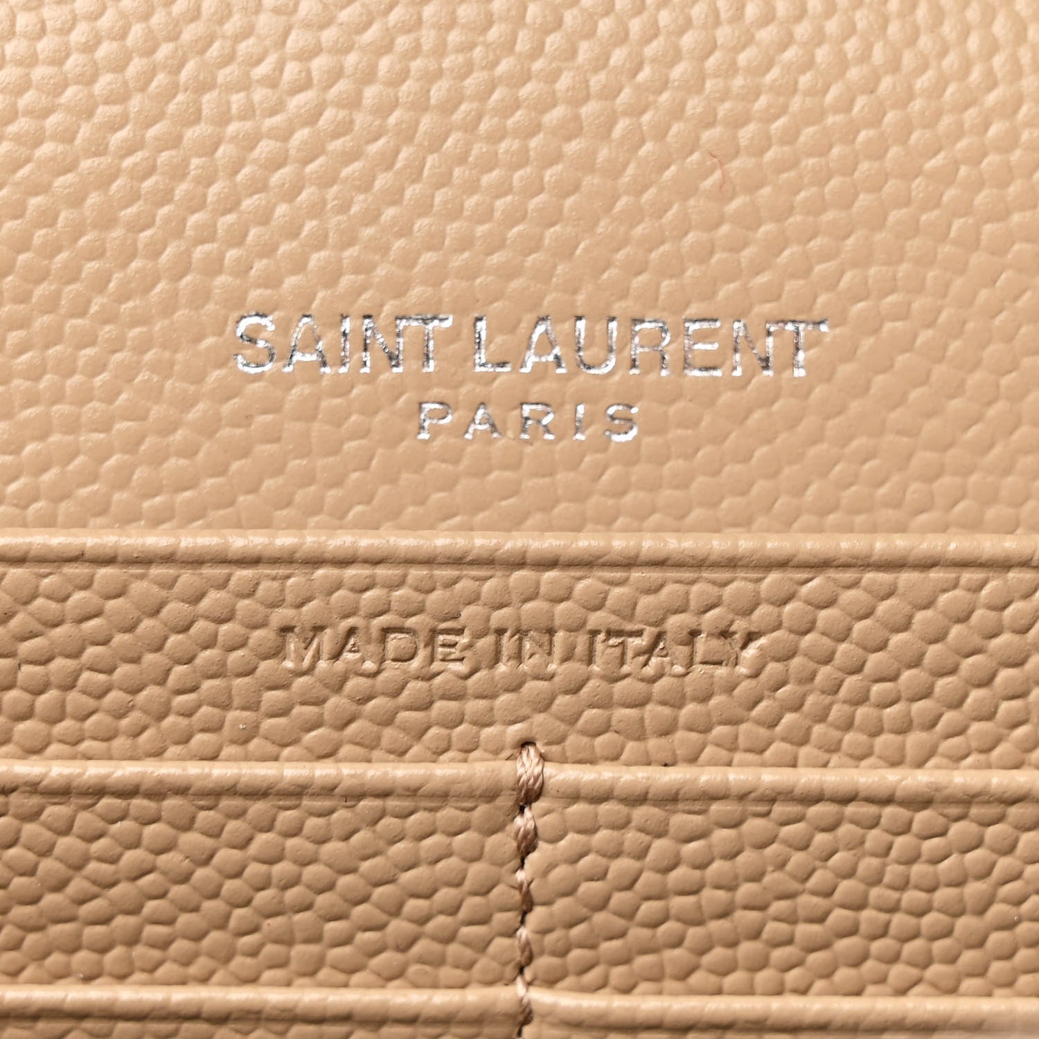 Saint Laurent Grain De Poudre Matelasse Chevron Cassandre Chain Wallet Dark Beige 7 of 12