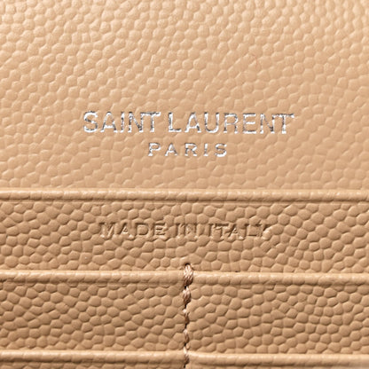 Saint Laurent Grain De Poudre Matelasse Chevron Cassandre Chain Wallet Dark Beige 7 of 12