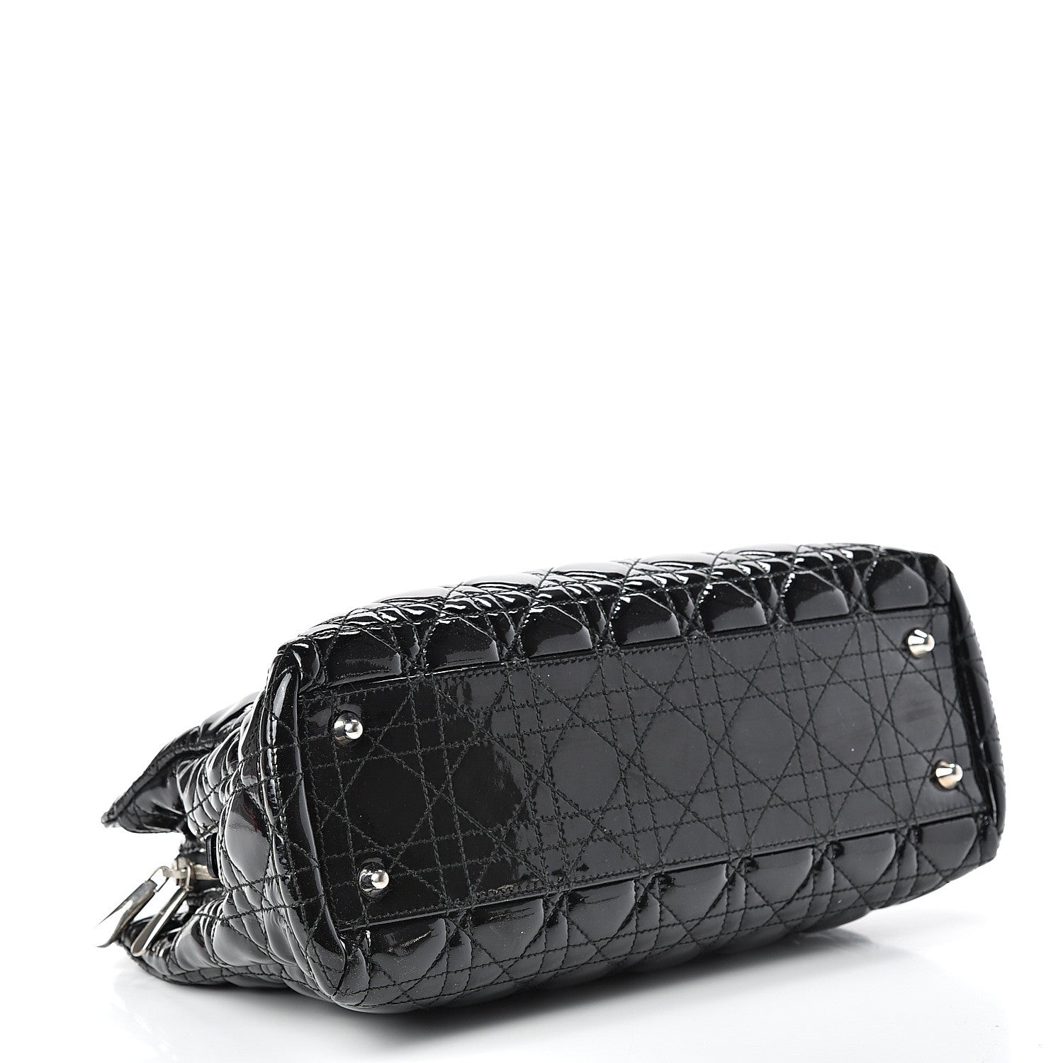 Christian Dior Patent Cannage Dior Soft Zipped Shopping Tote Black 3 of 12