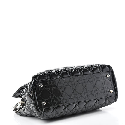 Christian Dior Patent Cannage Dior Soft Zipped Shopping Tote Black 3 of 12