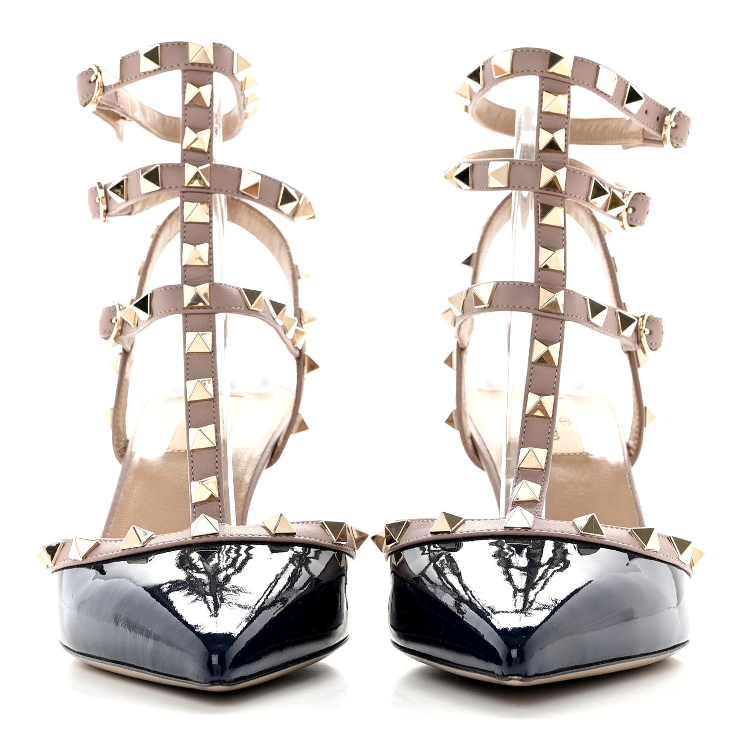 Valentino Garavani Patent Nappa Rockstud Ankle Strap 65mm Pumps 41 Marine Poudre 2 of 11