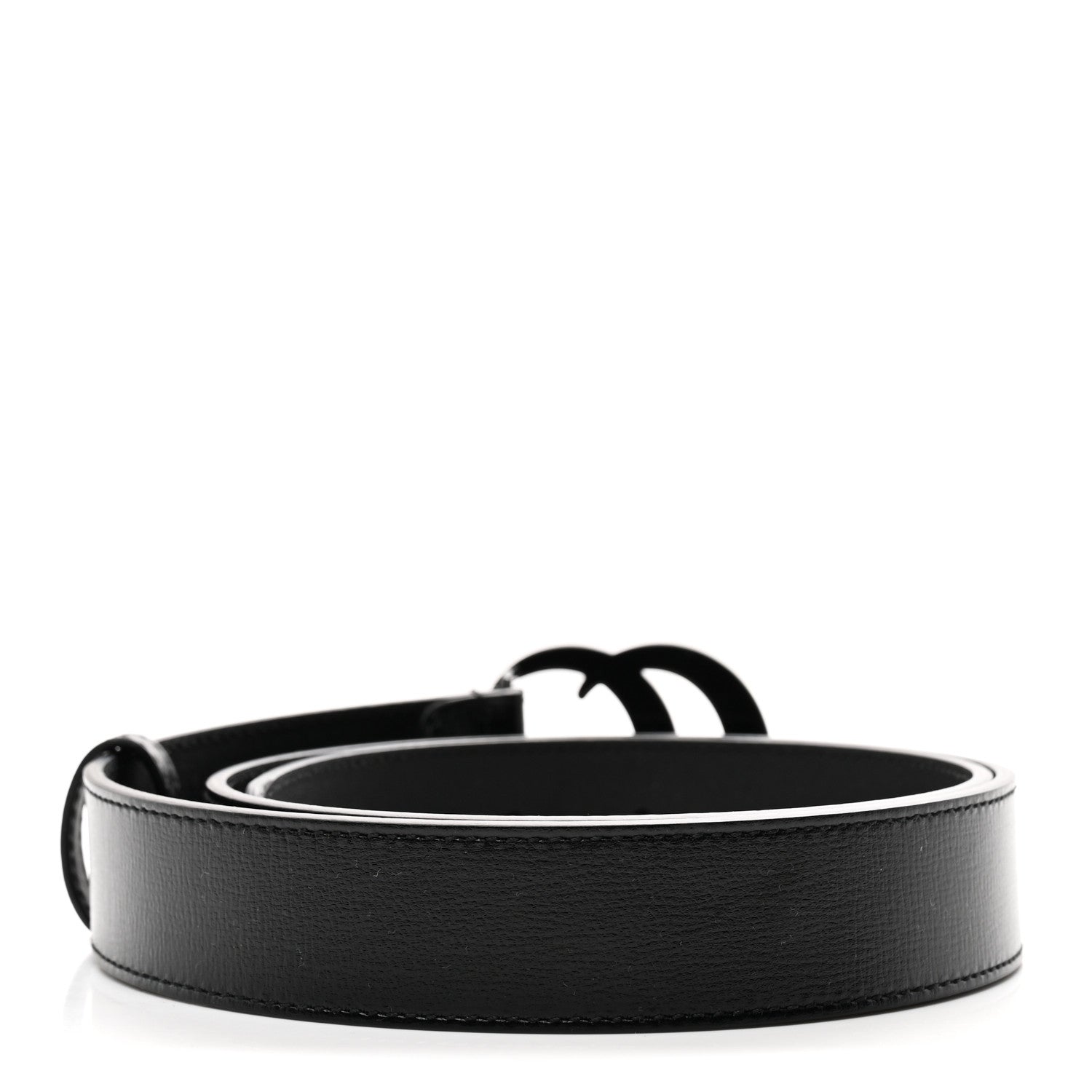 Gucci Azalea Calfskin Enamel Monochrome Double G 30mm Belt 85 34 Black 2 of 5