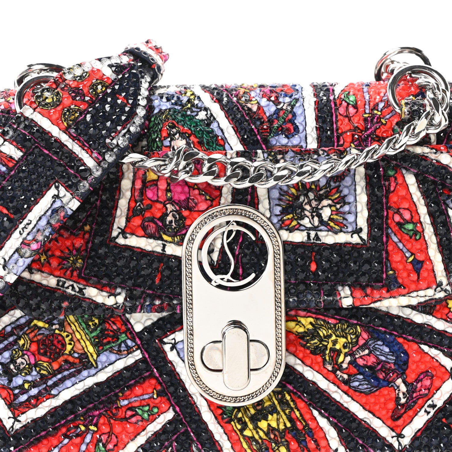 Christian Louboutin Crepe Satin Elisa Mini Tarot Shoulder Bag Multicolor Black 8 of 11