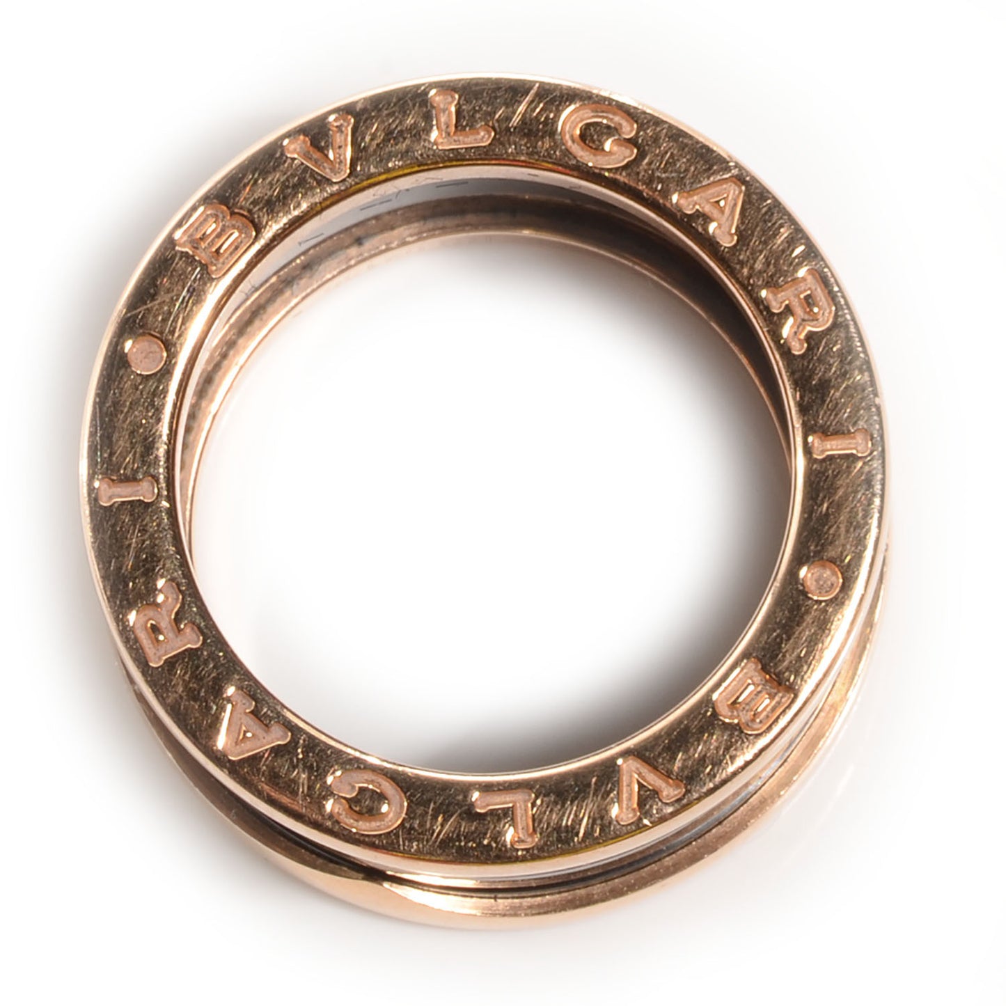 BVLGARI 18k Pink Gold Ceramic B.Zero1 4 Band Ring 53 US 6.25 Black