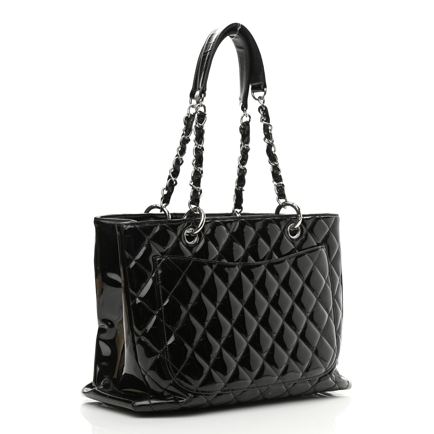 Chanel Patent Quilted Grand Shopping Tote GST Black 3 of 11
