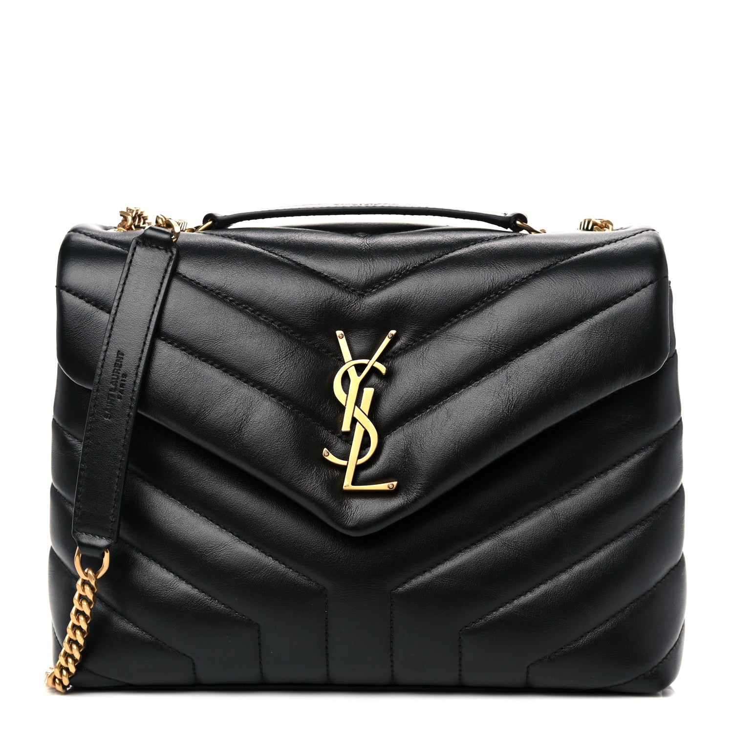 Saint Laurent Calfskin Y Quilted Monogram Small Loulou Chain Satchel Black 1 of 11